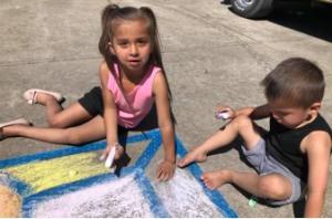 Sidewalk COVID chalk art...